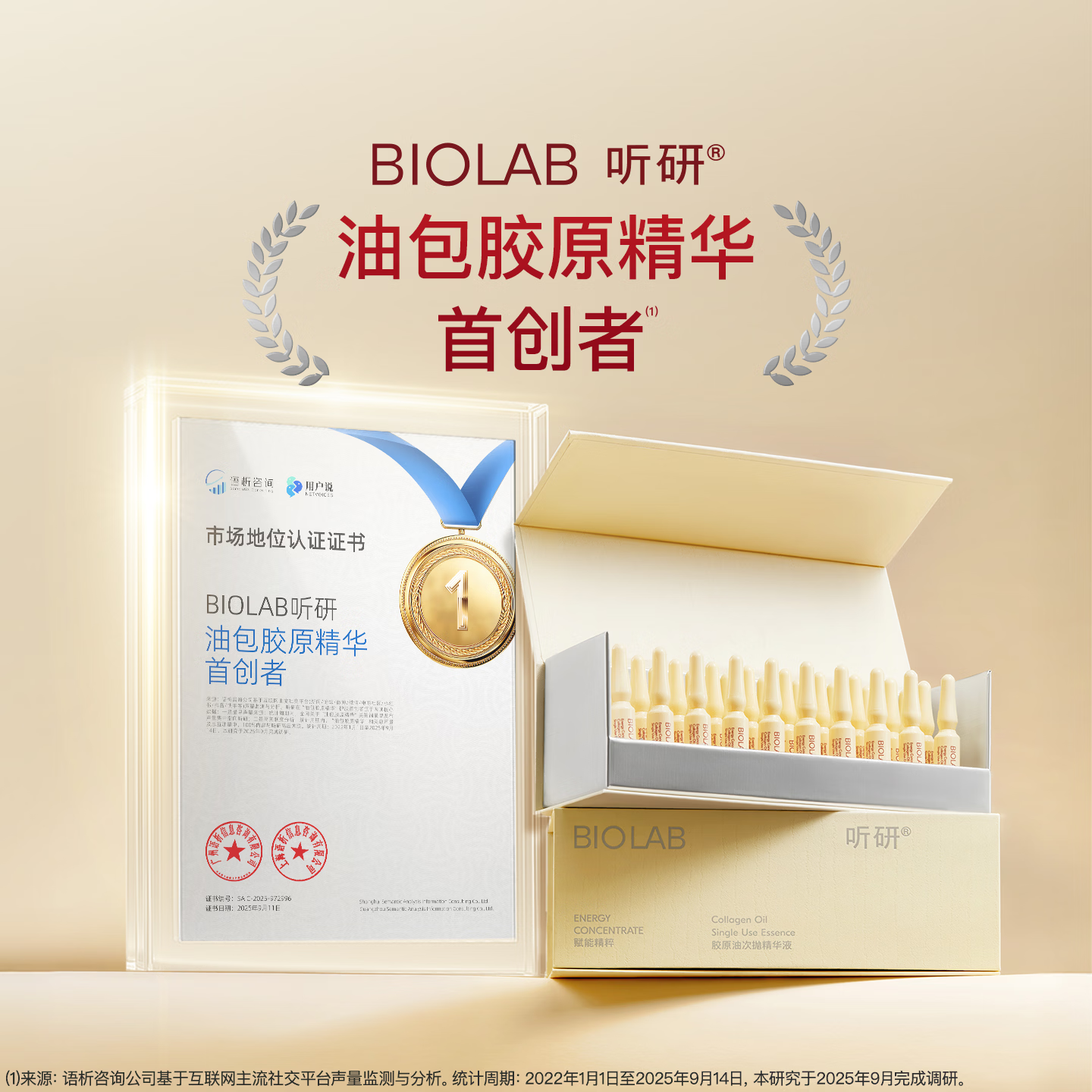 听研【全嘻嘻同款】赋能精粹胶原油次抛精华液抗皱紧致舒缓滋养修护 黄油次抛精华主赠到手40支