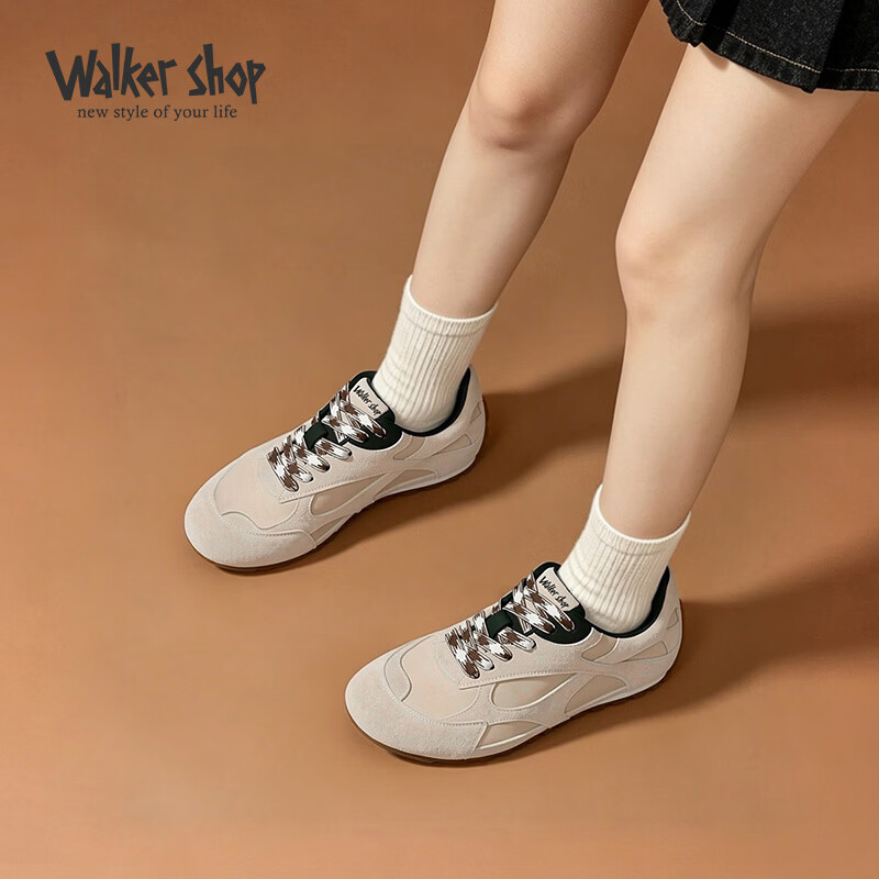 Walker Shop奥卡索德训鞋女百搭潮鞋女小白鞋休闲运动板鞋女轻便徒步休闲鞋女 323-2米绿色 37
