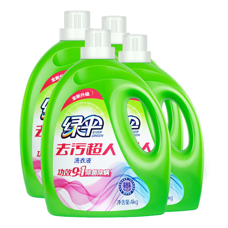 绿伞除菌除螨洗衣液 深层洁净 低泡易漂洗 机洗手洗洗衣液 熏衣芳菲 【家庭装】8斤*4瓶 | 深层去渍