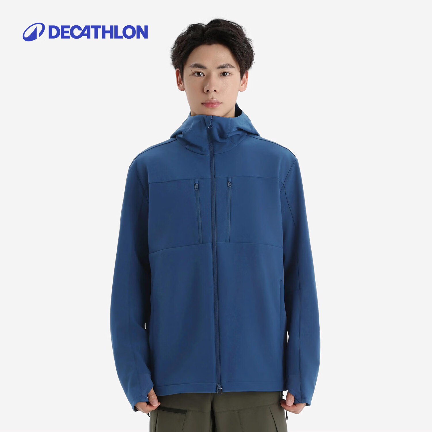 迪卡侬（DECATHLON）软壳衣男上衣男弹力外套抓绒加厚保暖防风防泼水男士夹克MH500 午夜蓝 L