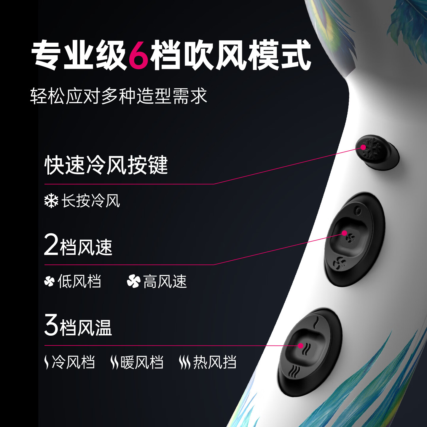 火之凤吹风机8960理发店专用 负离子2200W大功率家用高速恒温护发不伤发大风力速干造型电吹风筒 8960象牙白(2200W)