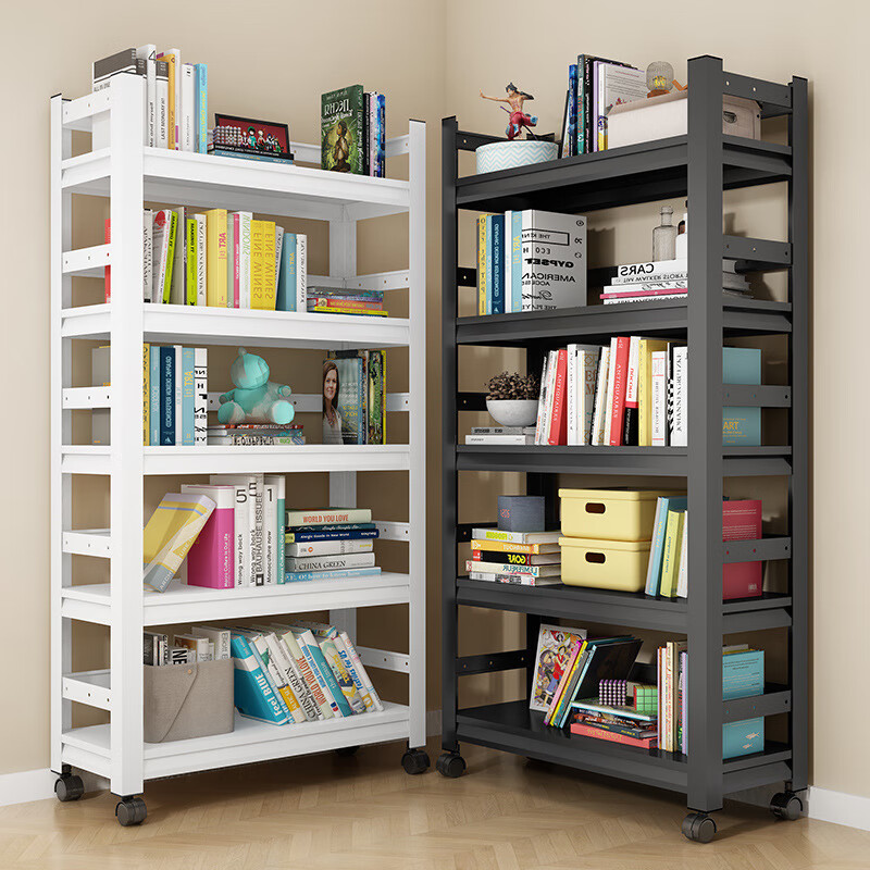 百鸣威陌族铁艺书架置物架落地多层家用简易书柜客厅收纳铁架子钢 5层