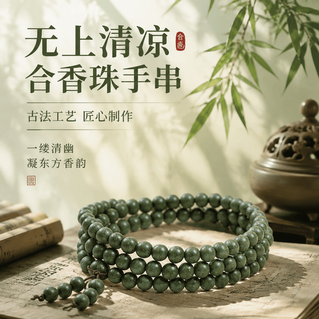 LUXO无上清凉合香珠手串 古法合香手链 男女款 药香沉香檀香香薰手链 无上清凉合香珠 18mm 13颗