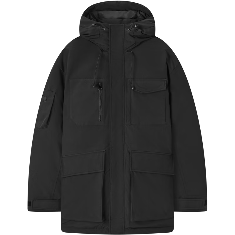 gxg.jeans男装2024年冬季保暖工装短款连帽羽绒服 2色可选 黑色 L (175)