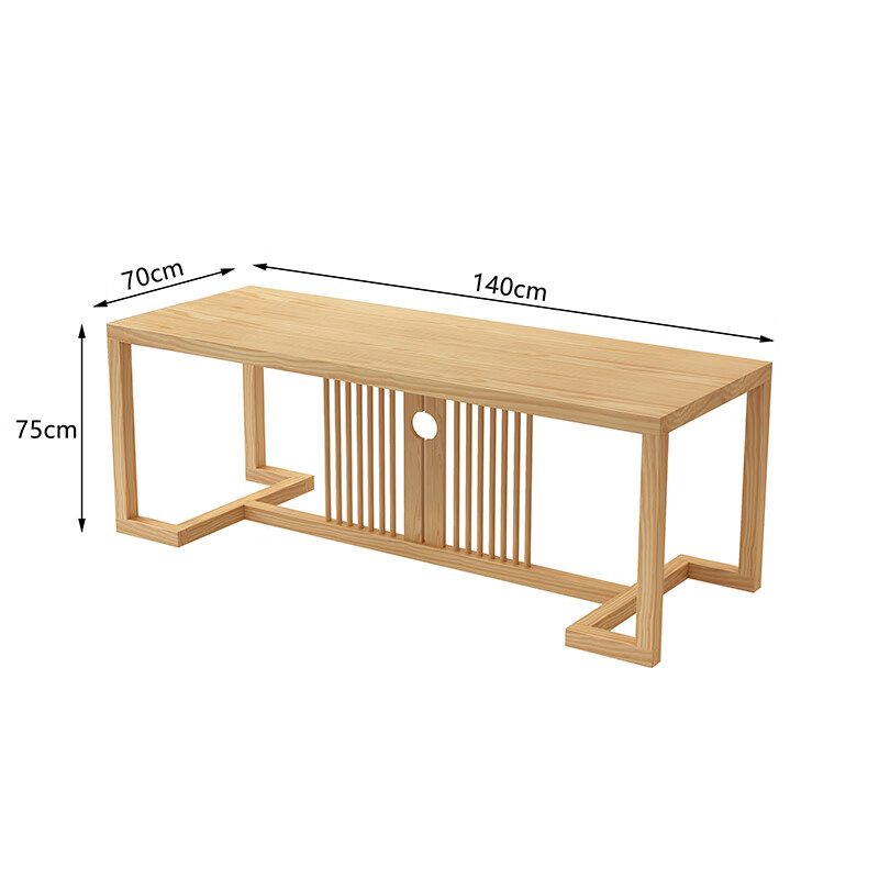 家逸新中式實(shí)木茶桌椅組合家用陽臺簡約現(xiàn)代茶幾辦公室禪意功夫泡茶臺 茶桌140*70*75木板厚5CM