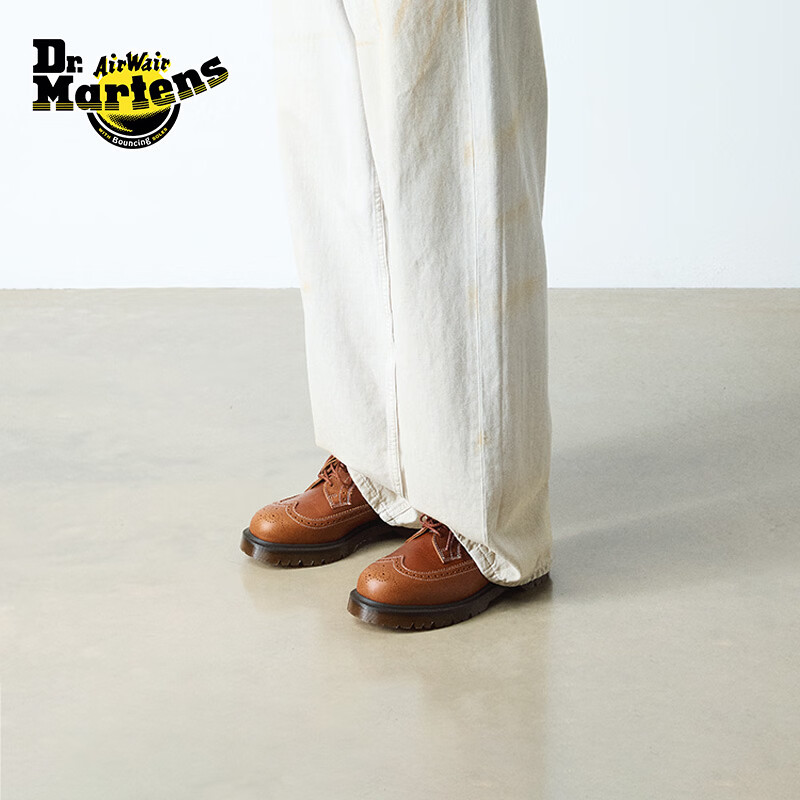 马丁博士（Dr.Martens）3989新款爆款布洛克雕花通勤时尚休闲皮鞋单鞋 琥珀棕色 36