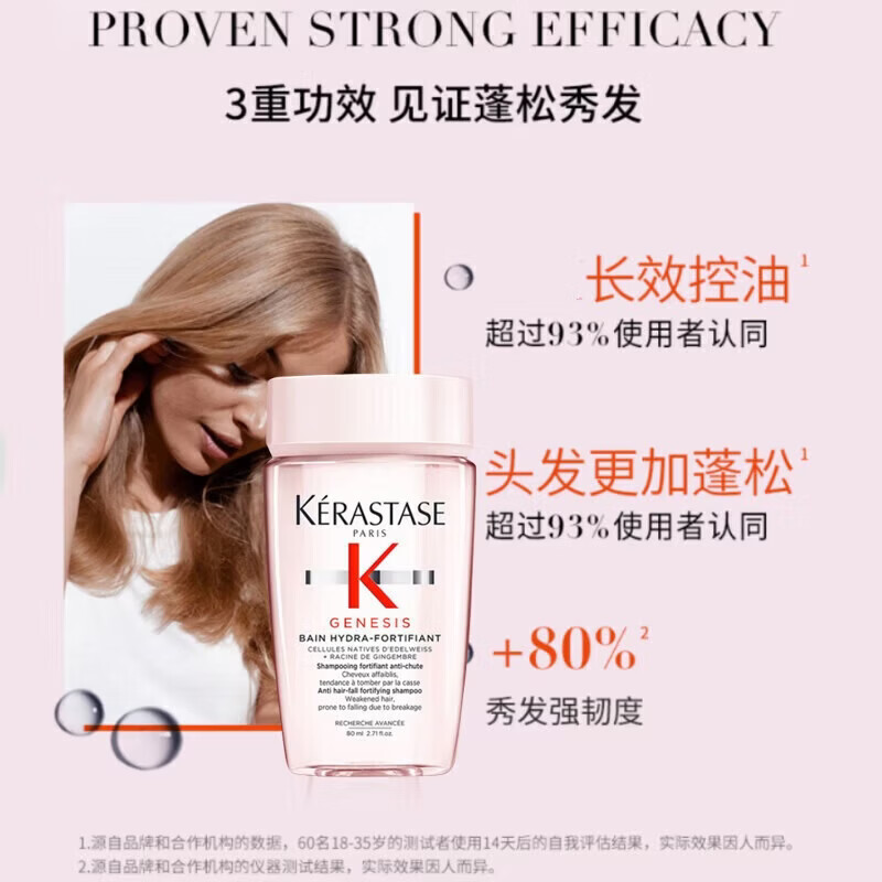 卡诗(KERASTASE)洗发水清洁保湿滋养护发芳香洗发露旅行装便携装体验装伴手礼 元气洗发水80ml*3