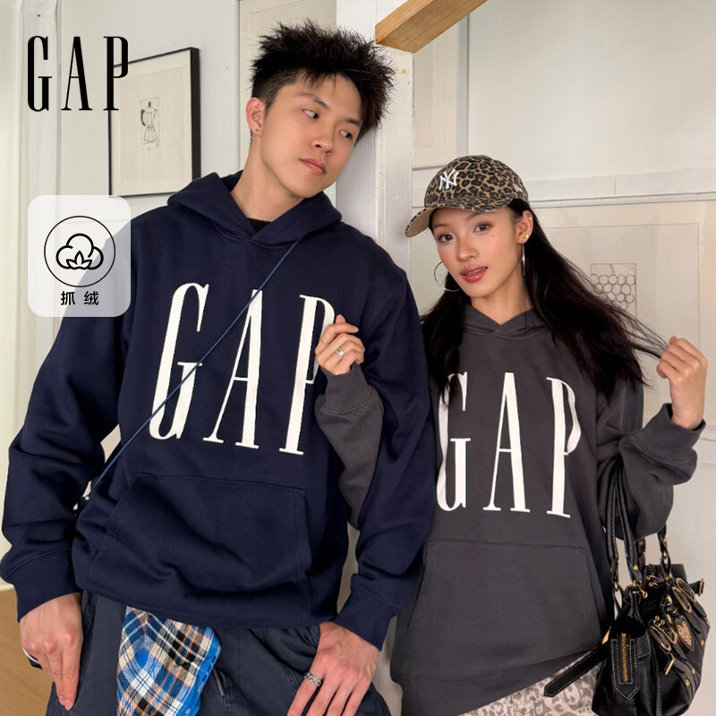 盖璞Gap男女装2026秋新品潮流logo印花抓绒连帽宽松卫衣1SS623908