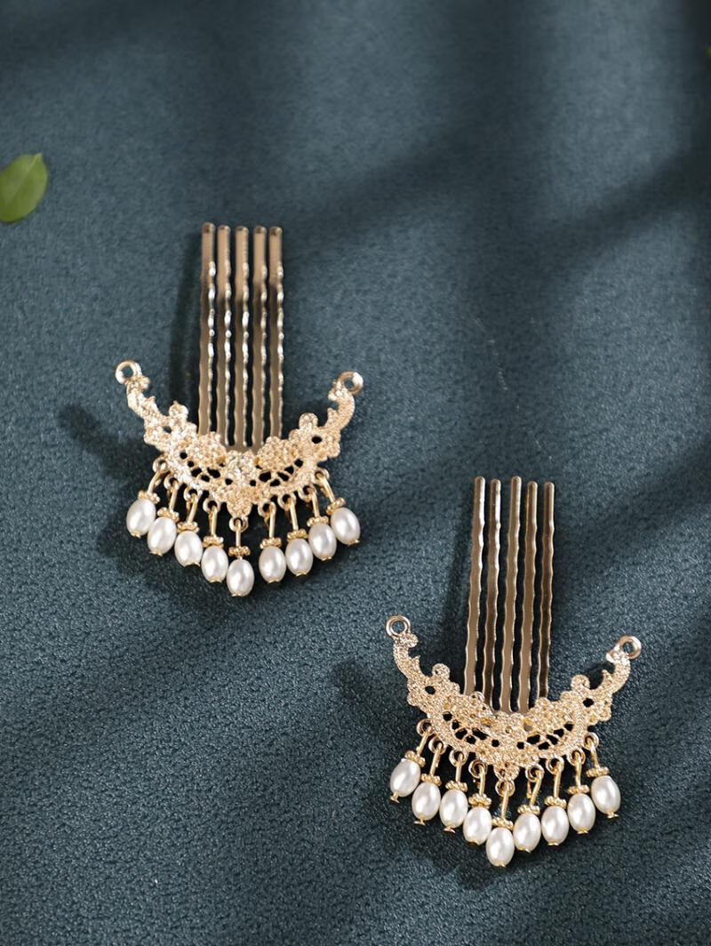 汉服头饰流苏明制发钗古风发梳唐制古装插梳百搭日常襦裙饰品 发梳一对（J382