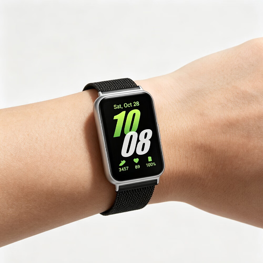 优智顺【升级双磁】适用三星fit3智能精钢手表带galaxy fit3双节米兰磁吸不锈钢配件watch fit3男女生款 双节米兰磁吸款-银色 自测22mm表带