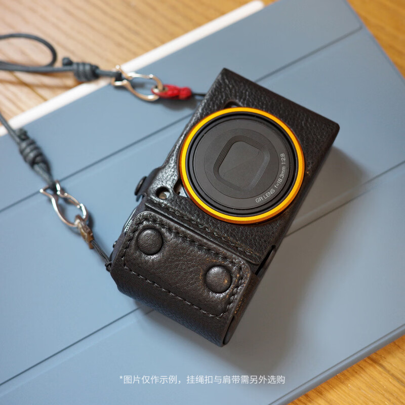 适用于理光GR3/GR3X HDF卡片机相机保护套头层牛皮纯手工定制便携相机包专用皮套底座配件 可挂娃肩带套装牛皮保护套+挂绳