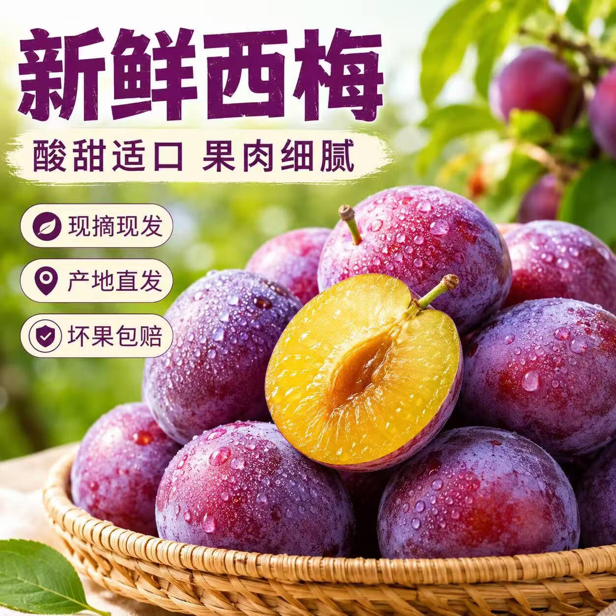 玖原农珍西梅净重4.5斤优选果新鲜脆甜多汁 19.9元 - 86线报