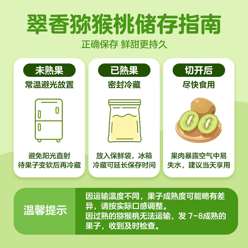 京鲜生陕西翠香绿心猕猴桃 16-18粒装 大果 单果90-110g 中秋水果礼盒