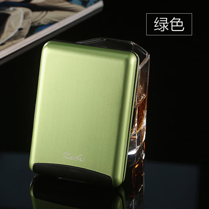 zobo正牌烟盒套塑料烟盒包个性防潮创意男女士翻盖16支盒烟具 绿色