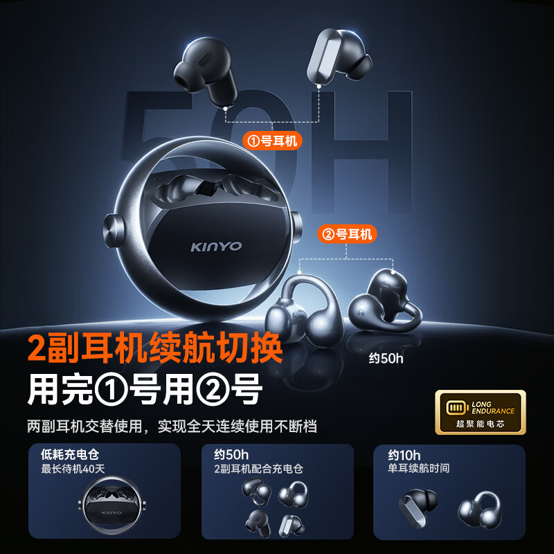 金运【2026新款丨纽约设计金奖】蓝牙双耳机两副超长续航耳夹式半入耳二合一降噪翻译运动跑步通勤A30S 【钛空黑丨永久翻译丨顶配降噪&舒适】 【拆封也能退丨试用体验不花钱】