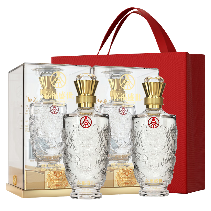 五粮浓香喜福盛世龙腾鸿运 浓香型白酒 52度500ml*2瓶送礼礼品 52度 500mL 6瓶 喜福盛世龙腾鸿运