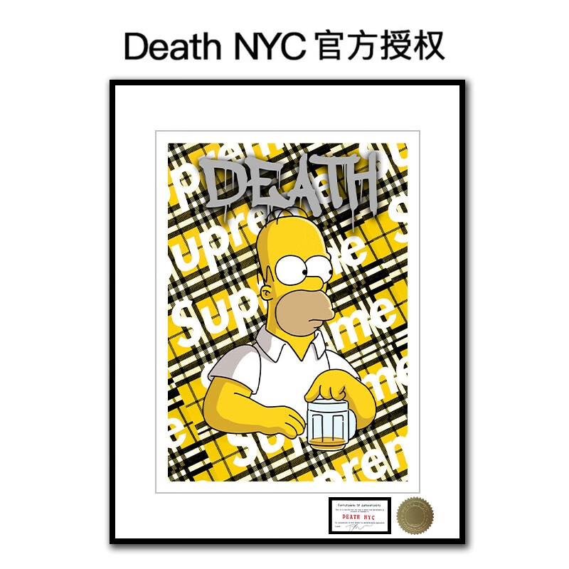 nyc限量版画辛普森潮流客厅创意装饰画32*45cm 辛普森supreme 黑框(铝