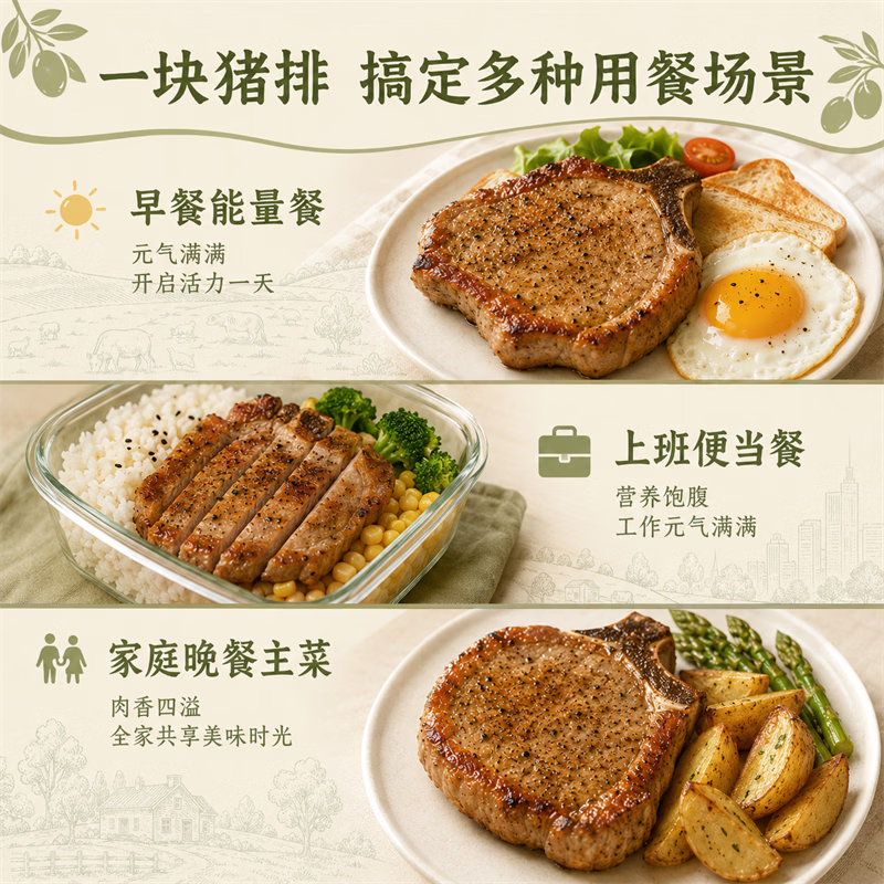 顶诺橄榄油轻调黑椒猪排半成品带骨大排猪扒空气炸锅食材商用 橄榄油黑椒猪排100g*10