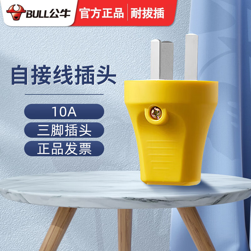 公牛插头自接线二脚两项三孔插2脚10A三脚空调16A大三孔大插头家用电源插头不带线 GNT-10S2 3孔10A摔不烂插头