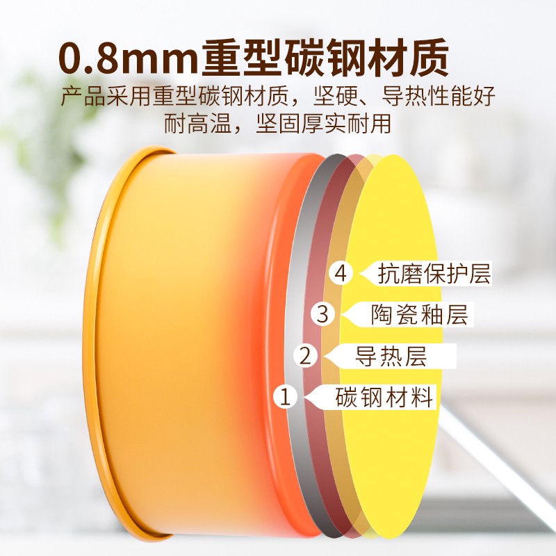ownland 蛋糕模具戚风蛋糕烘焙工具圆形活底 不粘烤蛋糕慕斯陶瓷釉模具 6寸-圆形