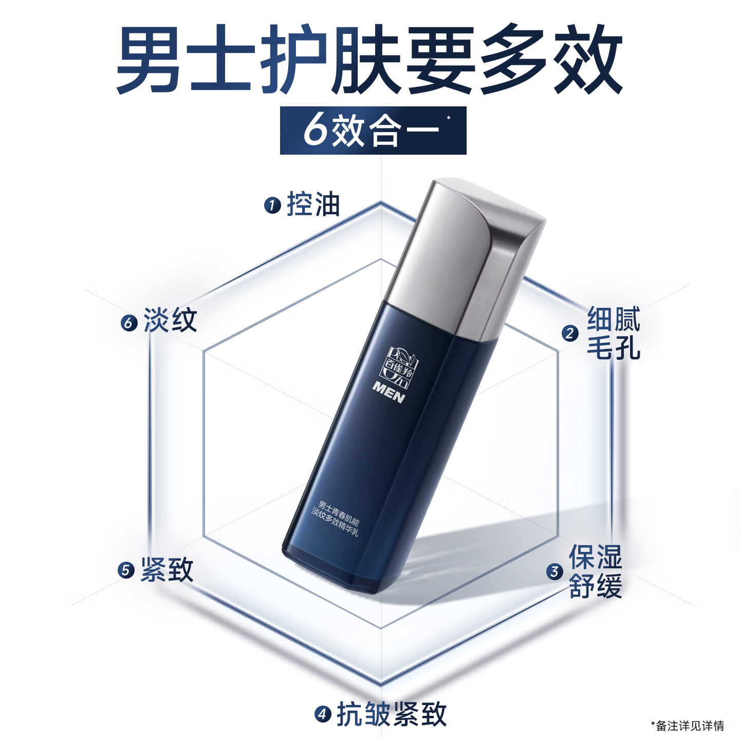百雀羚男士青春肌能淡纹多效精华乳舒缓保湿紧致抗皱润肤乳液秋冬护肤品 男士青春肌能淡纹多效精华乳100ml*2