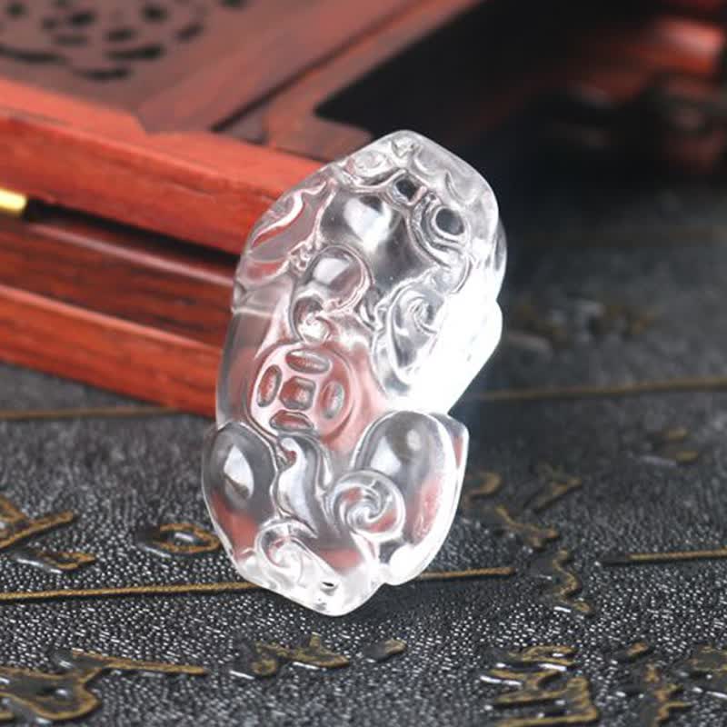 黑曜石 黄水晶貔貅吊坠水晶男女 光面貔貅