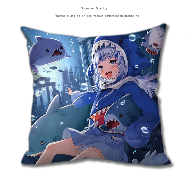 噶呜古拉抱枕 噶呜古拉周边抱枕鲨鱼娘gawr gura同款海报定制枕头坐