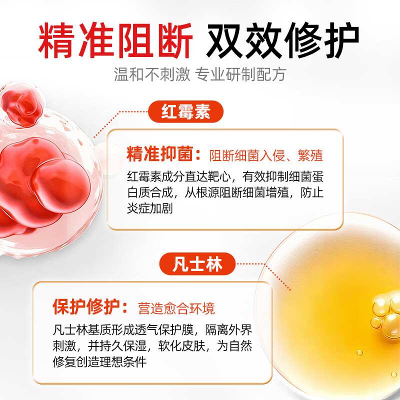 [恒医森]红霉素软膏 1%*18g 4盒装 1%*18g 正品消炎抗菌止痒私处祛痘痘痤疮皮肤瘙痒烧烫擦伤外用药红梅素药乳膏