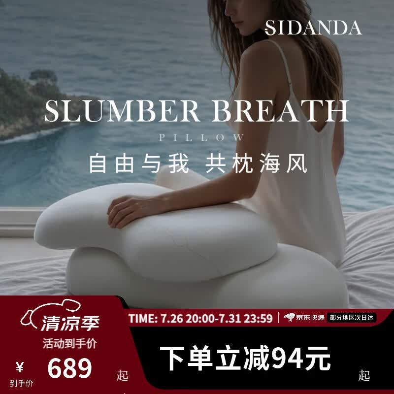 SIDANDA硅胶枕成人可水洗护颈椎全棉枕芯抗菌柔软回弹 单只 无际白 62*35cm （约8CM）