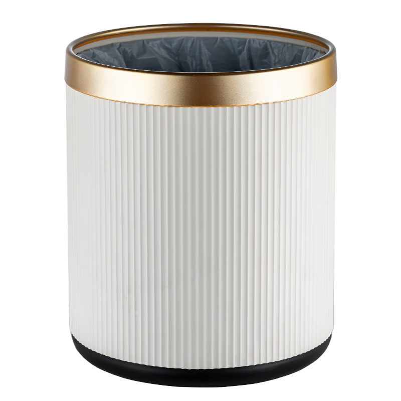 CCKO垃圾桶 大號(hào)衛(wèi)生間客廳酒店宿舍家用廚房垃圾桶簡(jiǎn)約可定制logo 15L圓形雙層垃圾桶【白色】