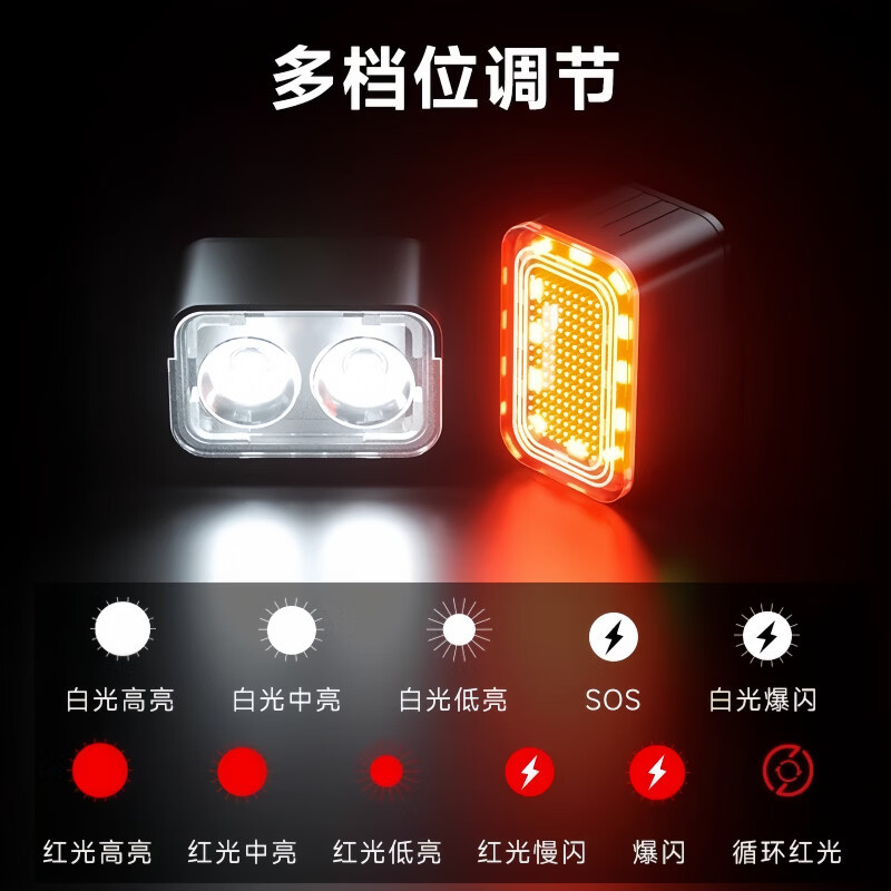 适用捷安特登山自行夜骑灯超亮强光前灯尾灯公路原装骑行装备 青蛙灯【2红】+10颗电池