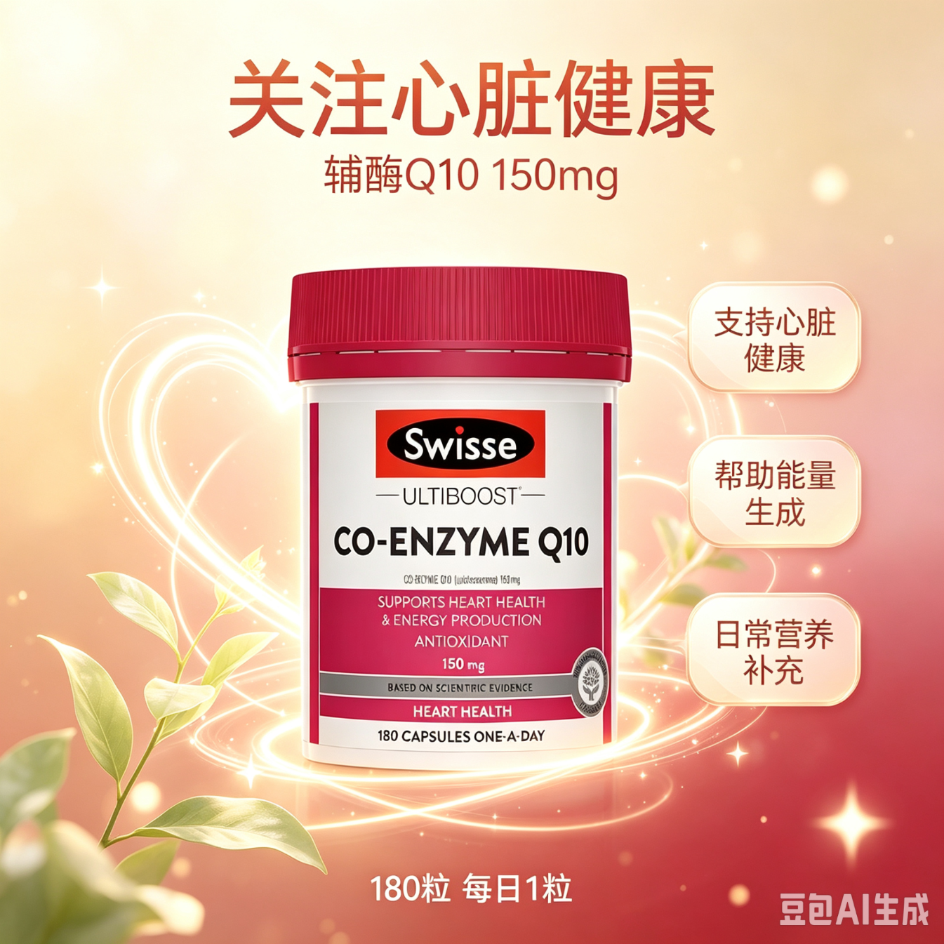 Swisse ; Swisse澳洲Swisse斯维诗高浓度辅酶Q10胶囊150mg180粒呵护心脏血管进口 180粒*3瓶 辅酶Q10 150mg