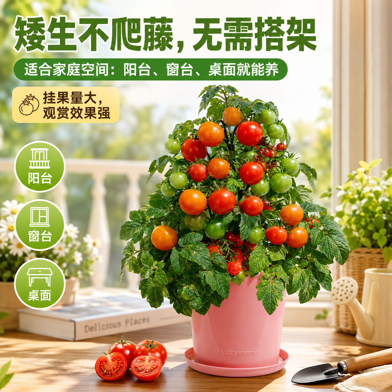IAM City Farmer果蔬种植套装 DIY种植趣味盆栽 阳台种植可食用果蔬种子 好种易活 矮生小番茄套装 含盆含土含种子