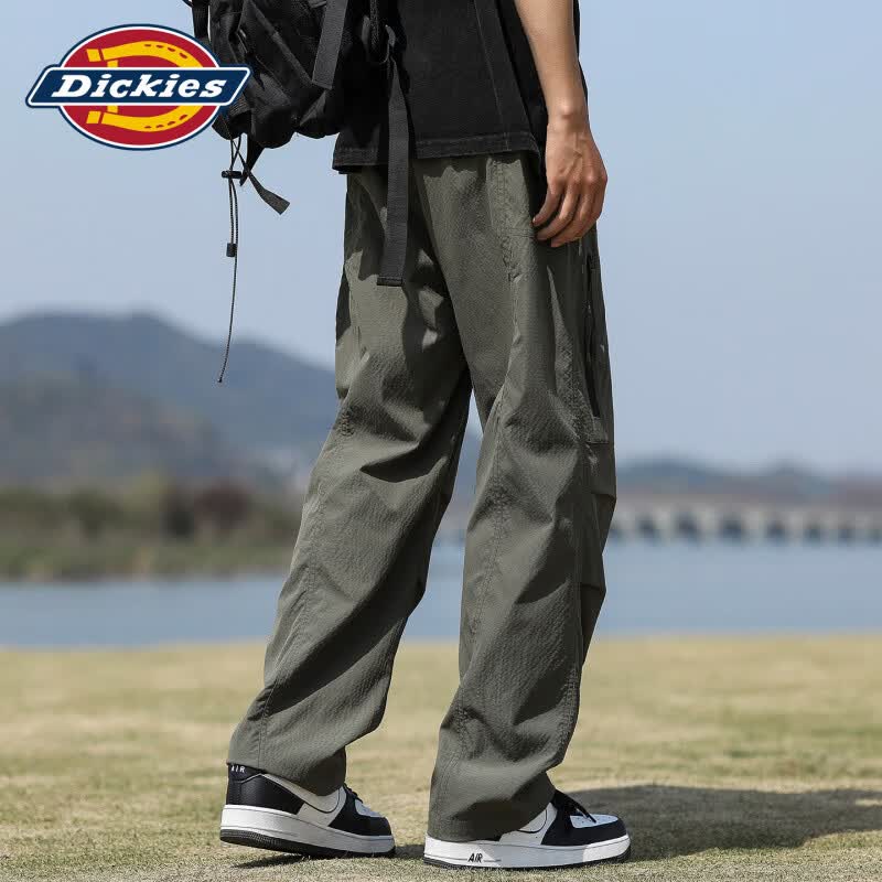Dickies帝酷适休闲裤男士秋季薄款宽松直筒潮牌工装裤子冲锋裤男 军绿 XL 推荐125-145斤