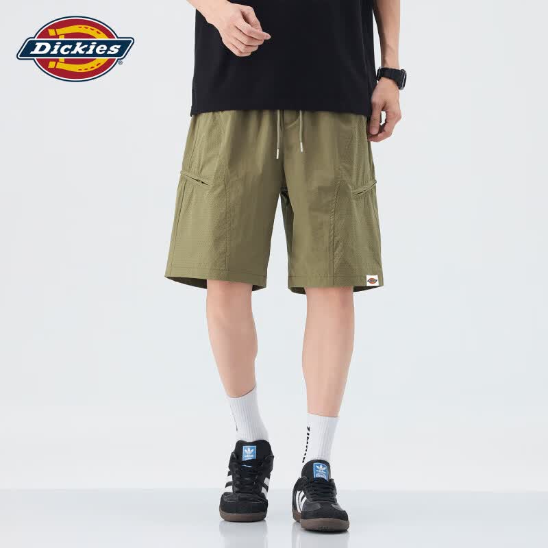 Dickies户外冰丝运动短裤男夏季薄款网眼透气五分裤潮牌外穿五分裤 卡其色 【官方正品】 3XL 【建议170-185斤】