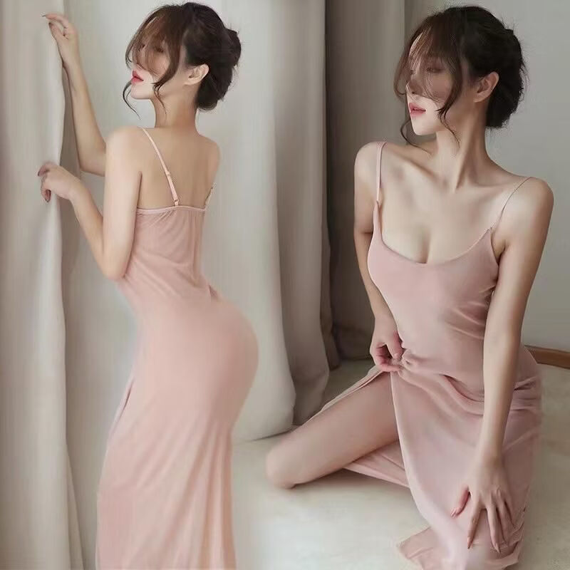 情趣内衣女开叉性感睡裙纯欲风吊带睡衣女薄款火辣激情免脱夜店服 魅惑诱人黑+赠T裤+黑开档 均码