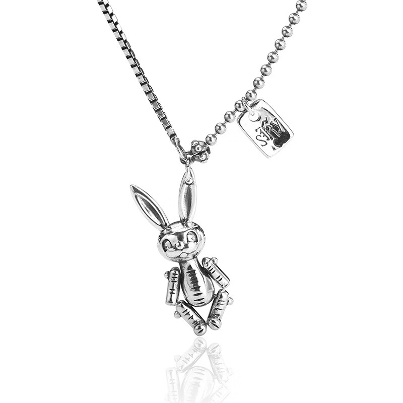 郎恋925银兔子项链女机械兔灵动毛衣链ins复古欧美项坠 复古灵动机械