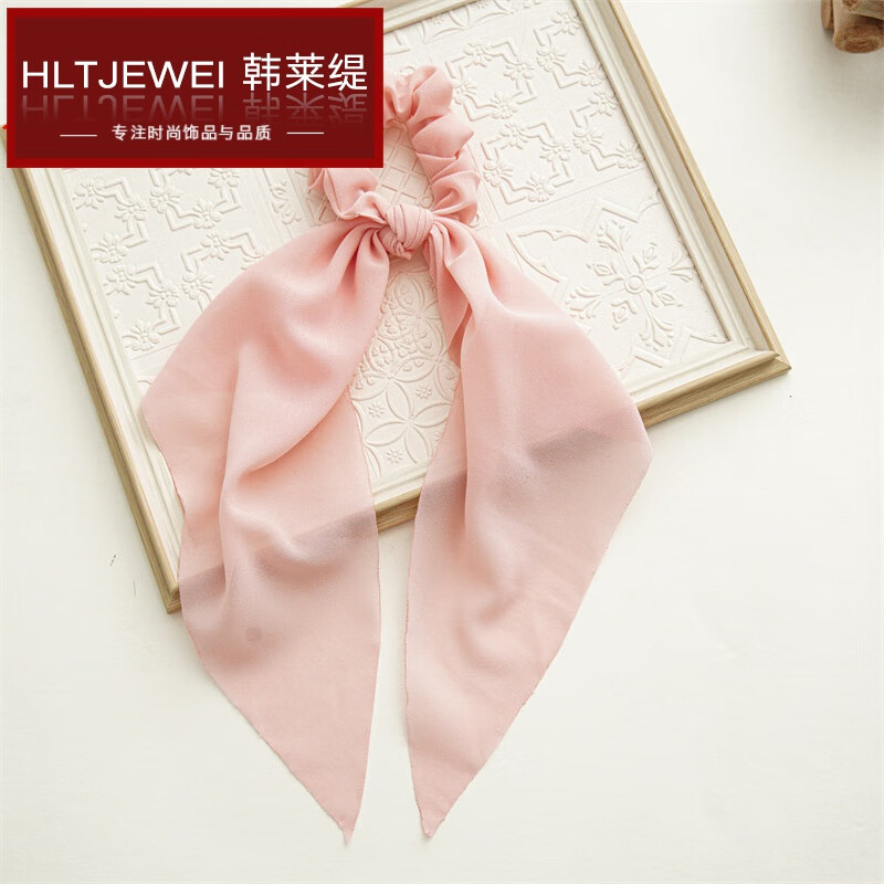 韓萊緹(HANLAITI)三態(tài)夏季絲巾碎花小清新發(fā)帶風(fēng)大腸發(fā)圈女頭繩蝴蝶結(jié)飄帶 小清新純粉【2個(gè)】【可備注顏色