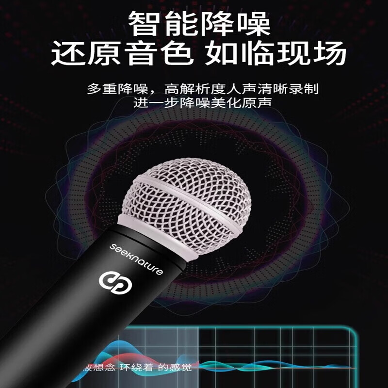森然(Seeknature)U22无线麦克风音箱K歌直播声卡套装网红户外降噪动圈话筒 U22一拖一话筒 森然U22一拖二话筒