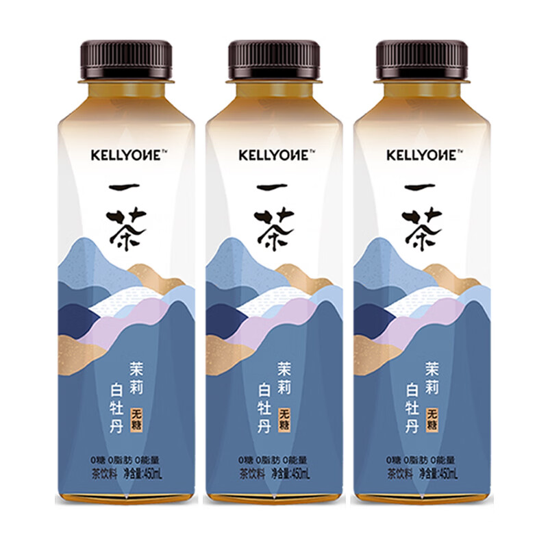 宏胜KELLYONE一茶无糖茶饮料 0糖0脂0能量 乌龙茶饮料 多口味 茉莉白牡丹450ml*3瓶