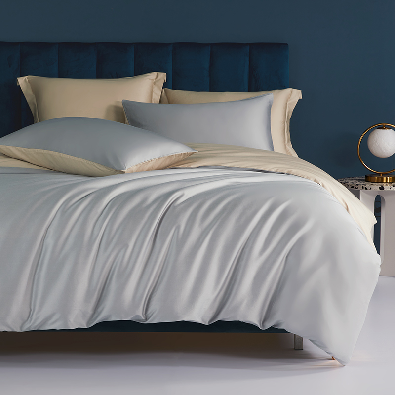 百丽丝家纺100s双股全棉轻奢长绒棉素色四件套 100支贡缎套件 1.5/1