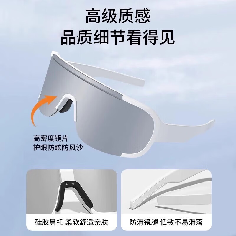 【严选】户外运动眼镜男滑雪冬季大框登山防风遮阳太阳镜骑行墨镜 黑框水银色