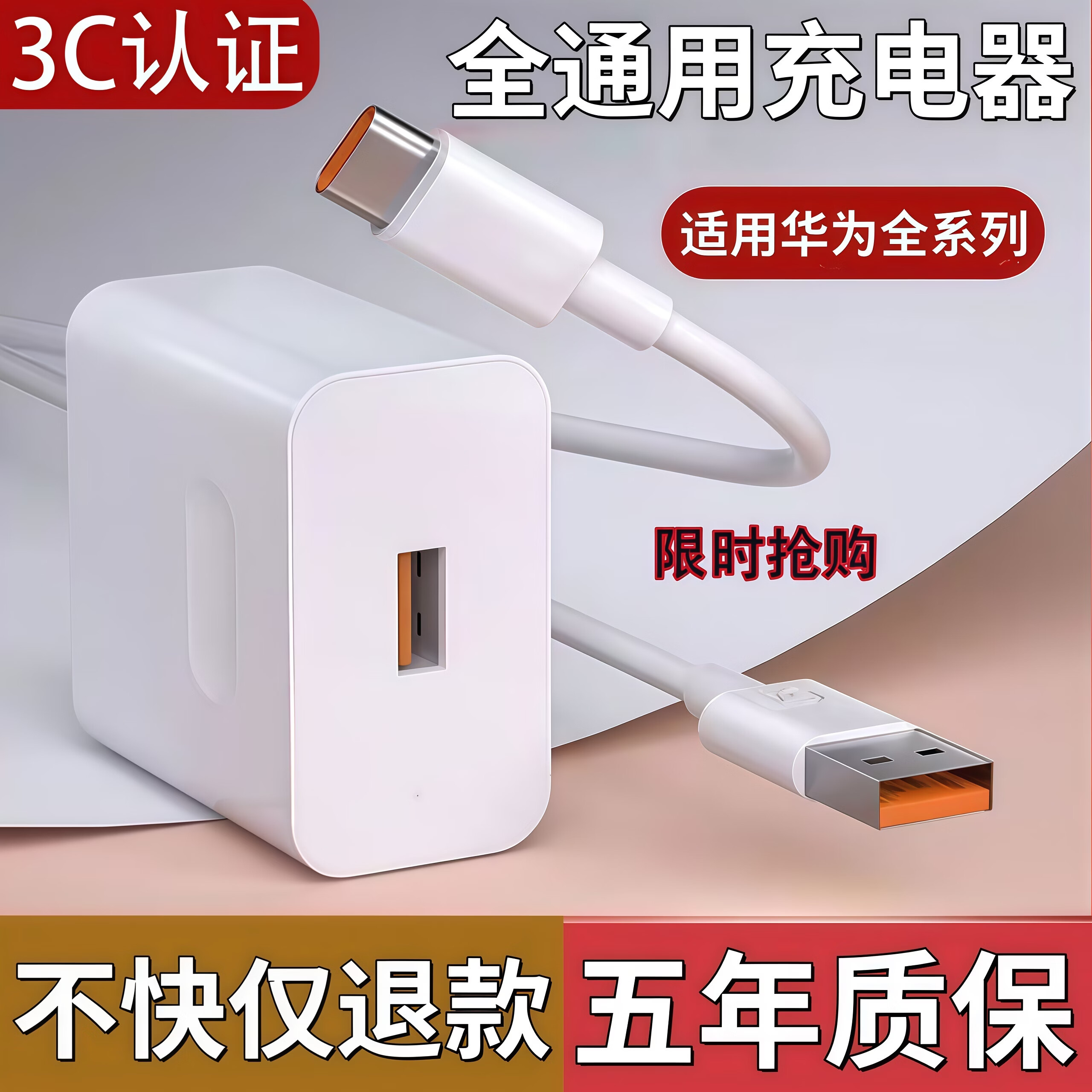 简雷适用华为充电器240W充电线套装mate50充电头40prop30p40nova9适用荣耀60/70/80手机插头数据线套装 全通用套装【1.5米快充线+快充头】
