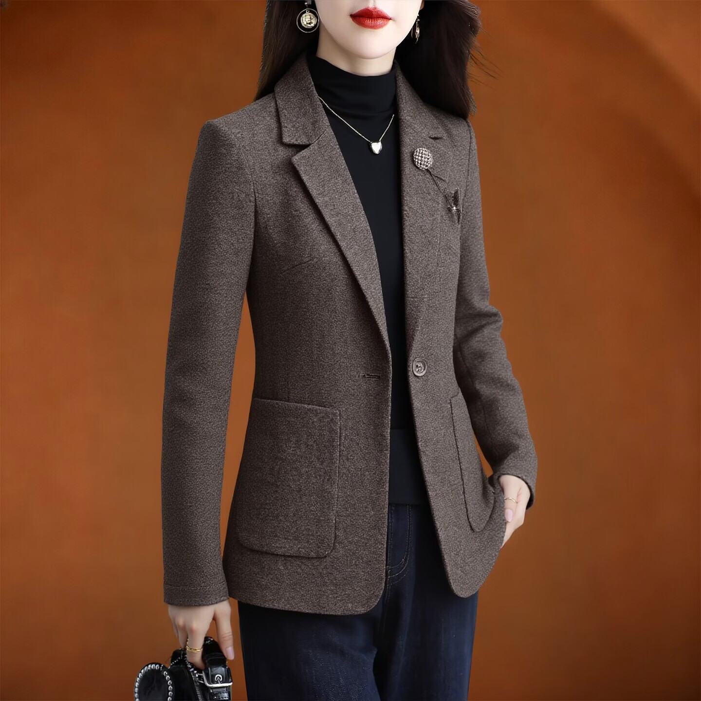 香影芬早秋小西装外套女士春秋2026新款妈妈气质贵夫人品牌西服洋气上衣 灰色 XL 建议116-125斤