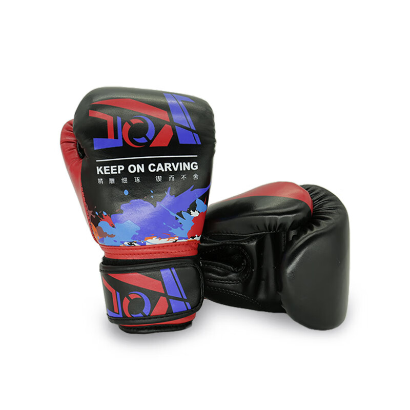 KEEP ON CARVING跨克拳套儿童拳击手套散打比赛锻炼格斗训练搏击健身打沙包 黑色6oz（适合5-12岁） 6oz