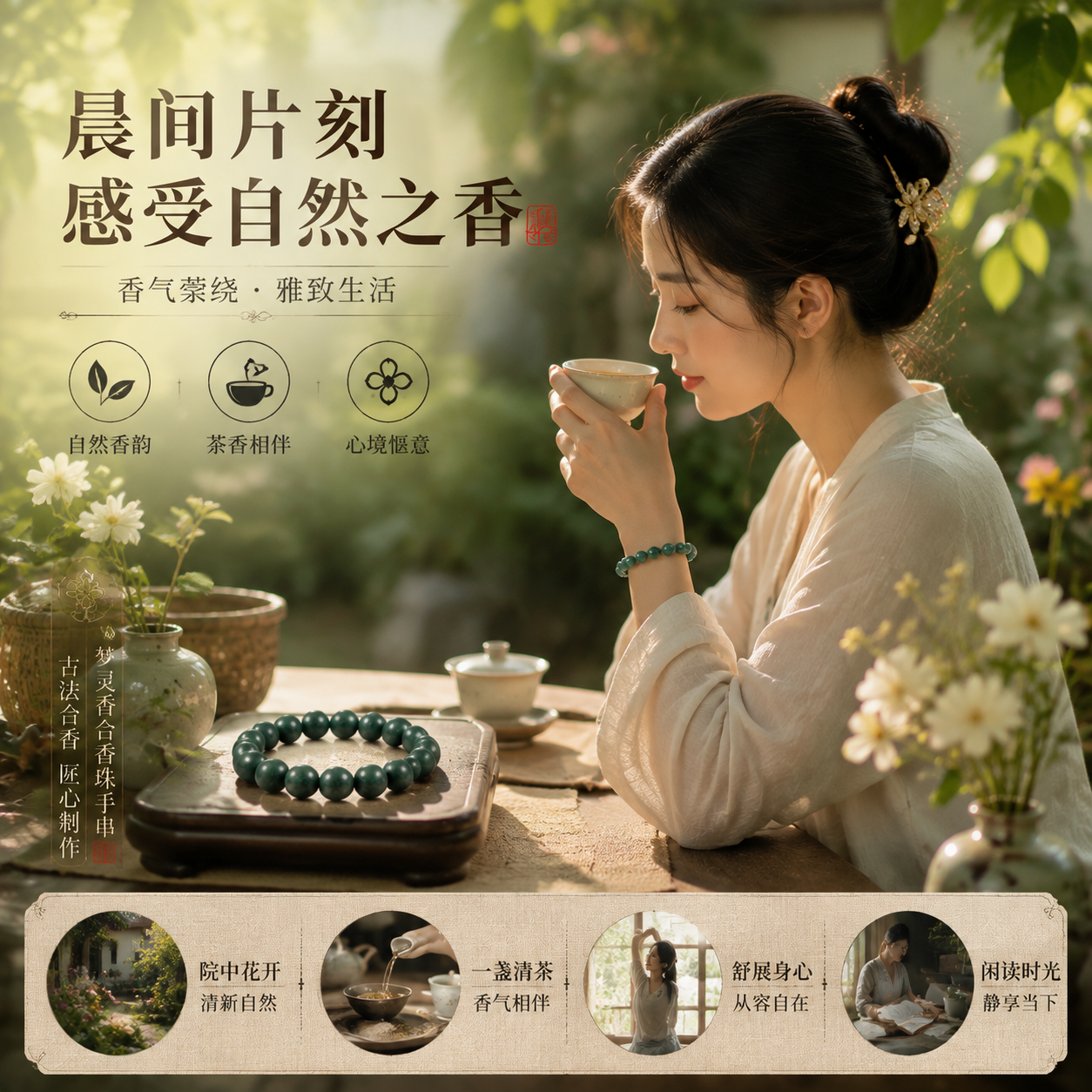 LUXO梦灵香合香珠手串 碧霄青鸾凝香珠 香韵古法合香手链 药香材手工 梦灵香合香珠手串 15mm 15颗