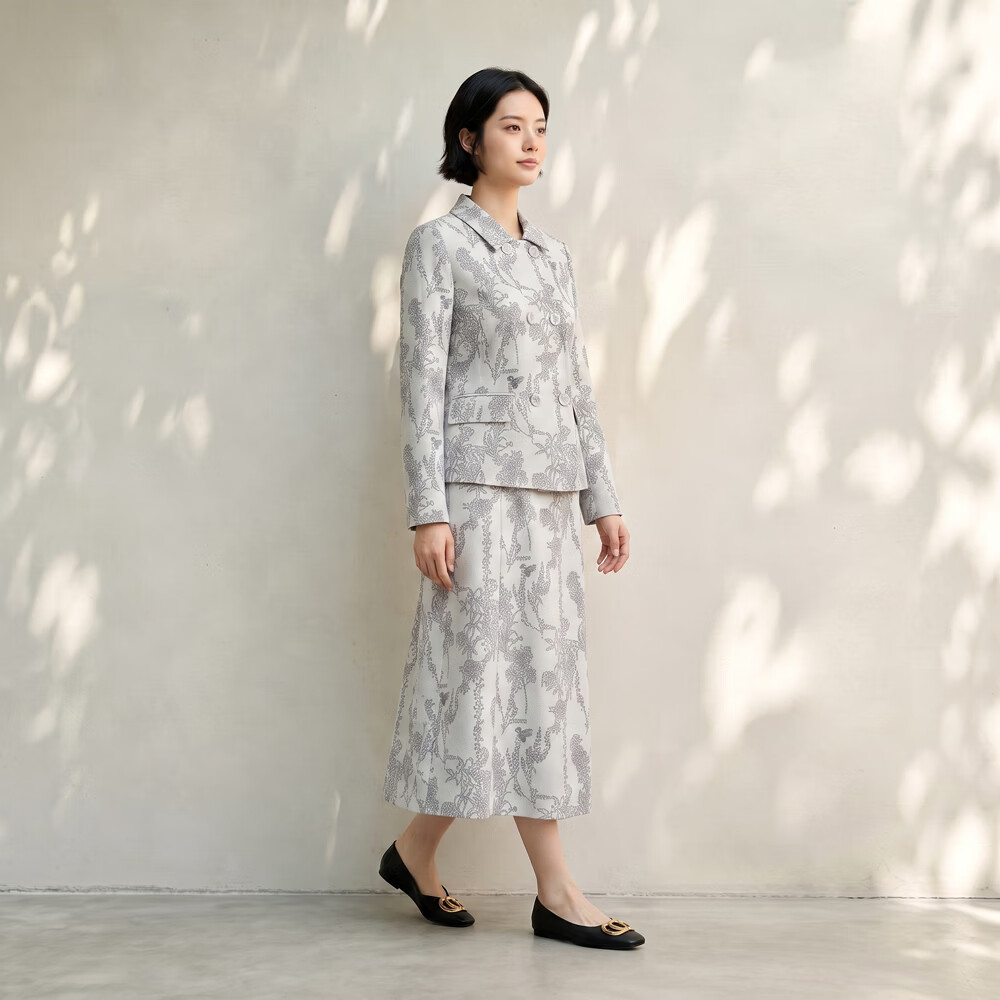 邹茉小香风套装女2026秋季新款时尚气质减龄洋气显瘦上衣半身裙 白色 S