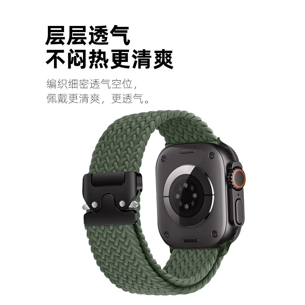 优智顺【热销10万+】适用苹果智能手表配件watch s11表带22mm透气编织apple watch s10腕带男女款s9s8s7 编织降落伞一体款【紫色花纹】 【42/44/45/46/49mm表盘】