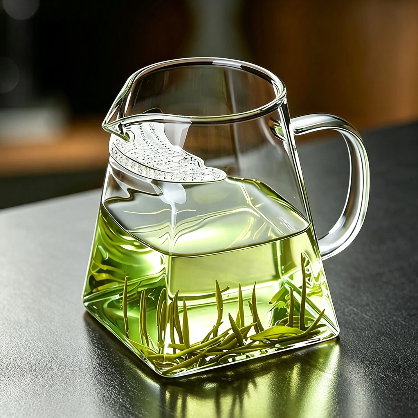 泥也玻璃茶壶绿茶泡茶器月牙公道杯泡茶壶绿茶专用泡茶杯带把过滤茶具