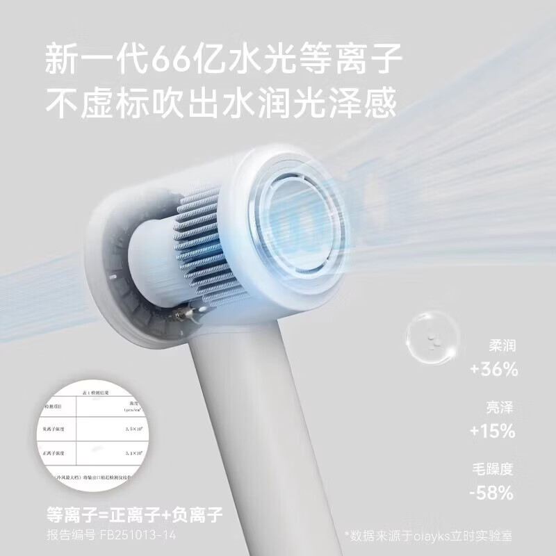 olayks【侯明昊同款】立时高速吹风机大风力速干66亿等离子护发电吹风便携家用宿舍吹风筒送女生礼物 【明星同款-陶白色】带风嘴和支架